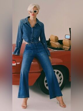 The Kit High Rise Wide-Leg utility Trouser jeans by Pilcro